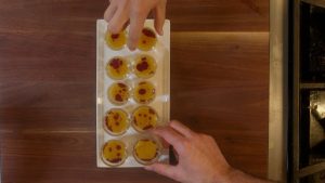 complete plated butternut squash bisque shooters