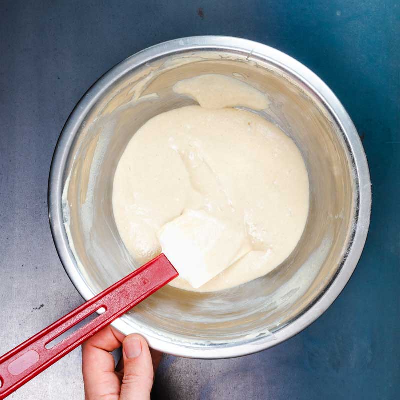 mixing the vegan pancake batter