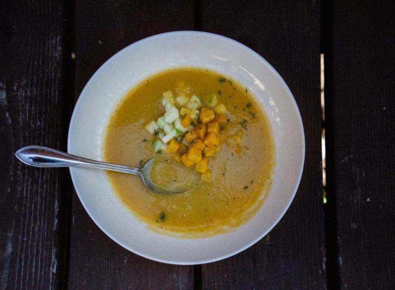 Butternut Squash Bisque With Pickled Green Apple Wicked Kitchen