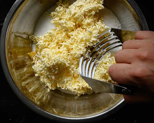 mashing the butter