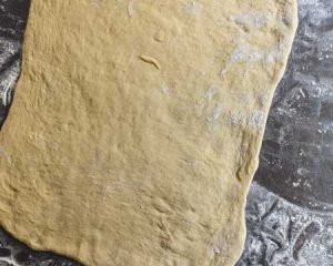 rolling dough for rhubarb rolls