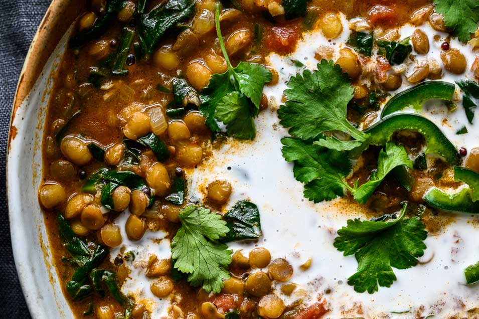 green lentil and spinach dal one pan recipe