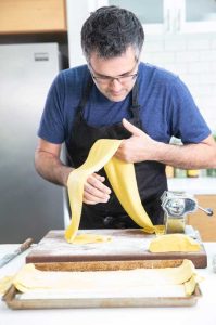 shaping fresh vegan pasta