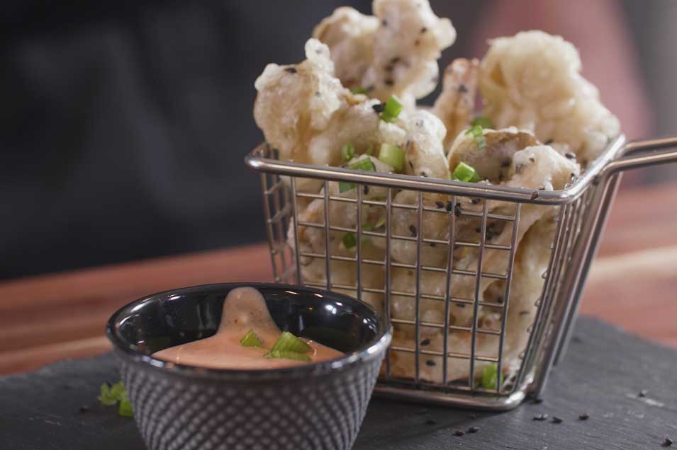 tempura vegana de champiñones