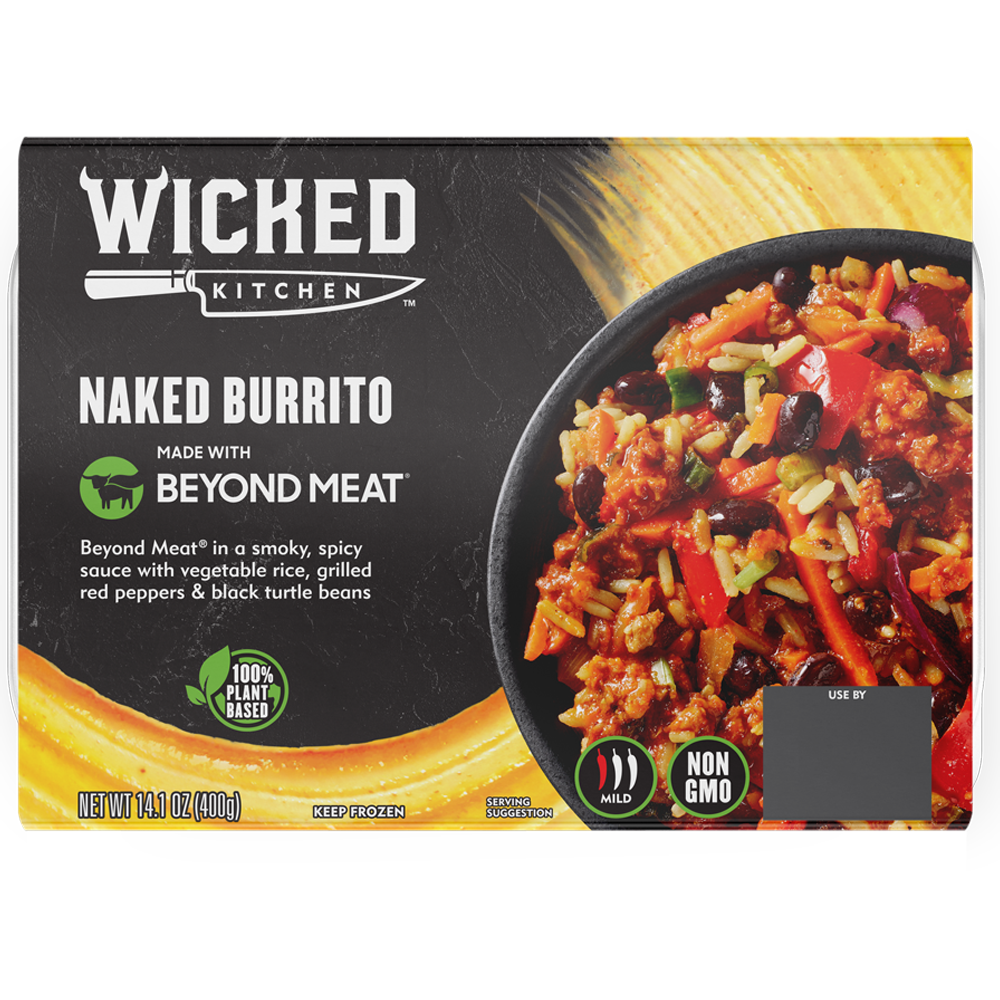 pahan keittiön alaston burrito, joka on valmistettu muusta kuin lihasta