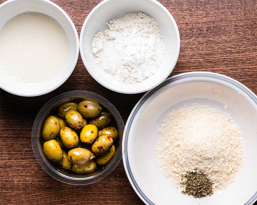 paistettujen oliivien leivontatekniikka