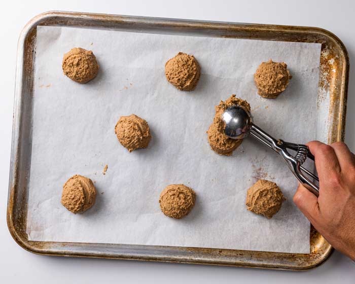 placing cookie dough for baking