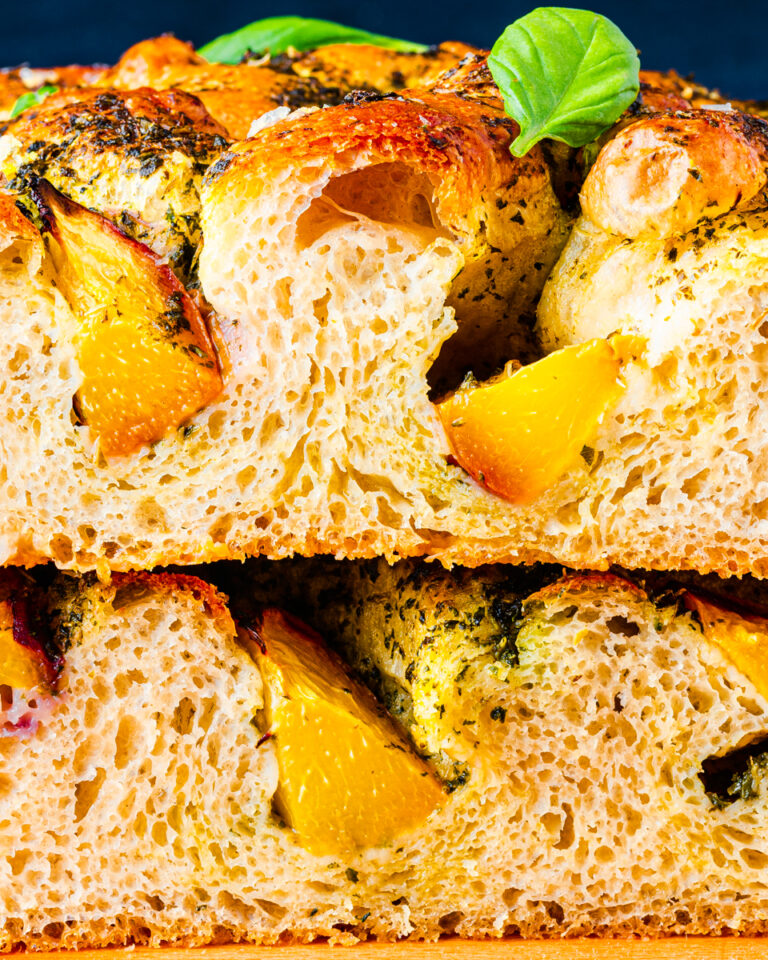 This Basil & Peach Focaccia Recipe by Wicked will leave you Peachless!