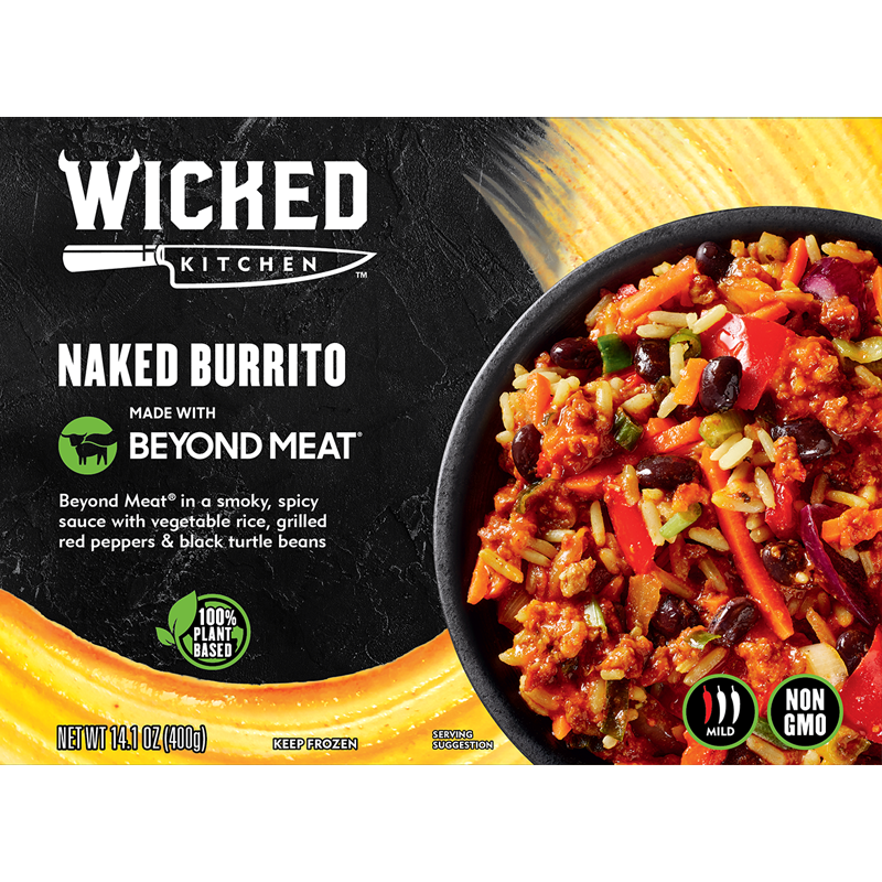 bol de burrito végétalien avec au-delà de la viande