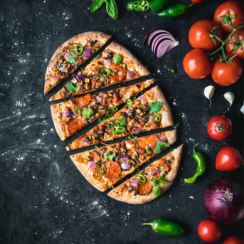 elak köttig växtbaserad vegansk fryst pizza