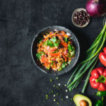 vegan burrito bowl with beyond meat