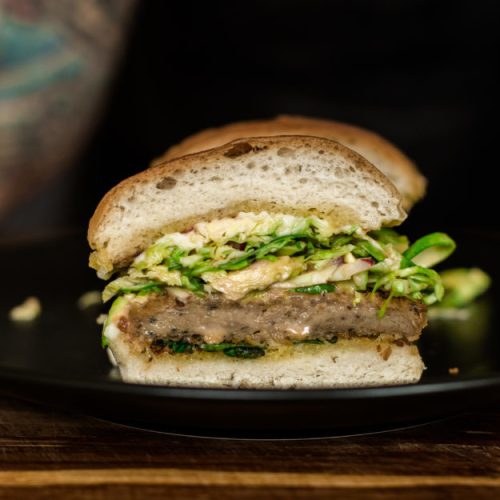 Fry’s-Schnitzel-Brussels-Sprouts-Slaw-Burger-2-850x625