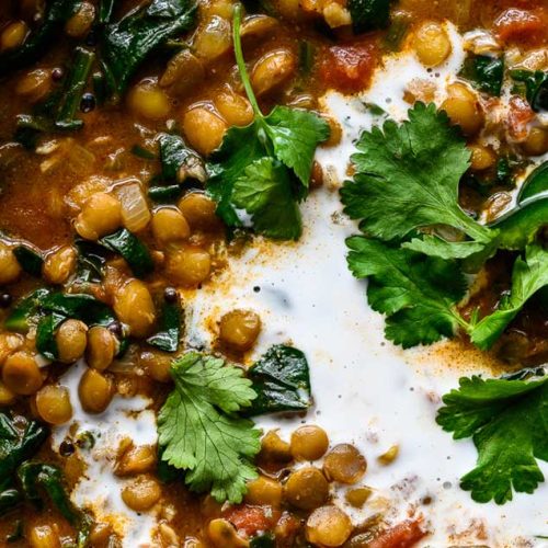 green lentil and spinach dal one pan recipe
