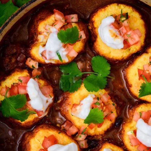 vegan chipotle sausage cornbread cobbler