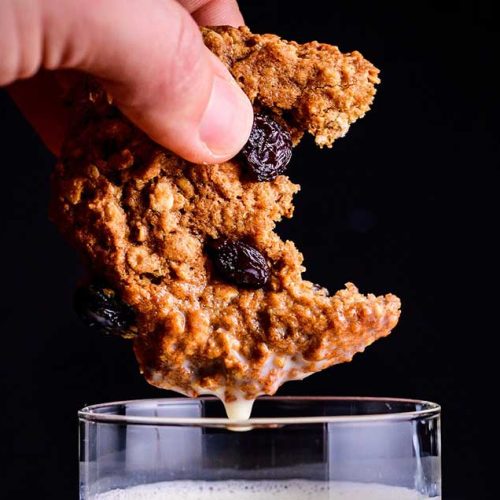 soft batch vegan oatmeal raisin cookies