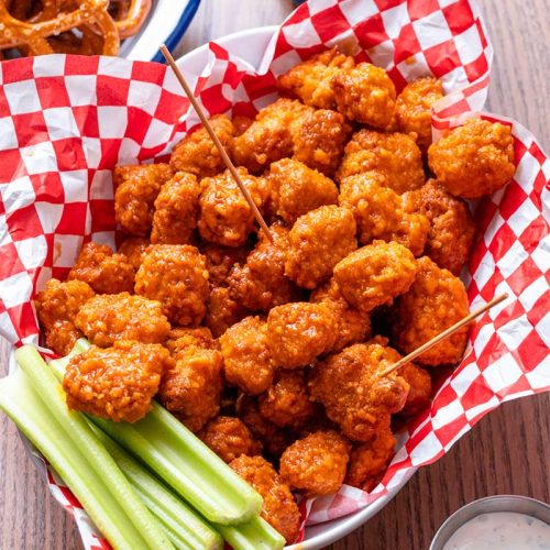air fryer buffalo popcorn tofu