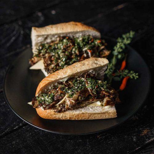 mushroom steak sandwich